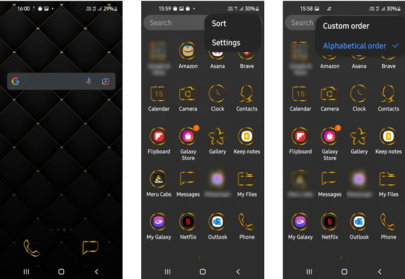 Sắp xếp ứng dụng theo chữ cái
