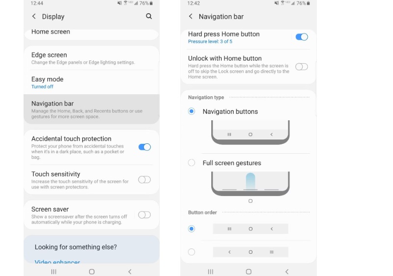 Chuyển nút Quay lại sang vị trí bên trái