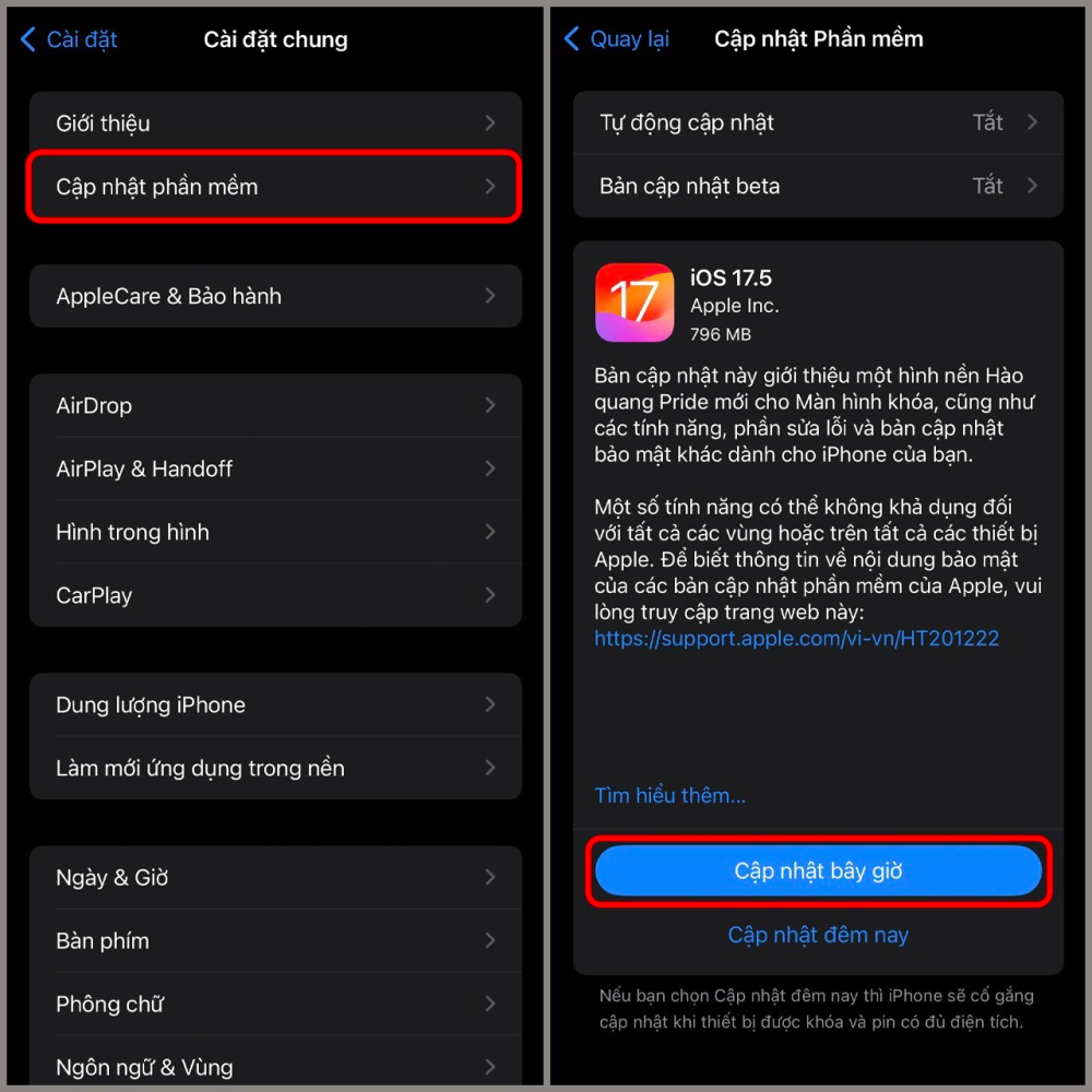cập nhật phần mềm