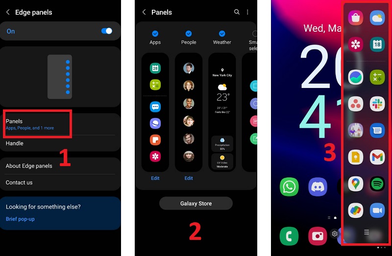 Truy cập nhanh bằng Bảng điều khiển bên cạnh