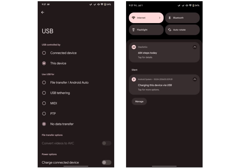 Truy cập vào bộ nhớ trong qua cổng USB