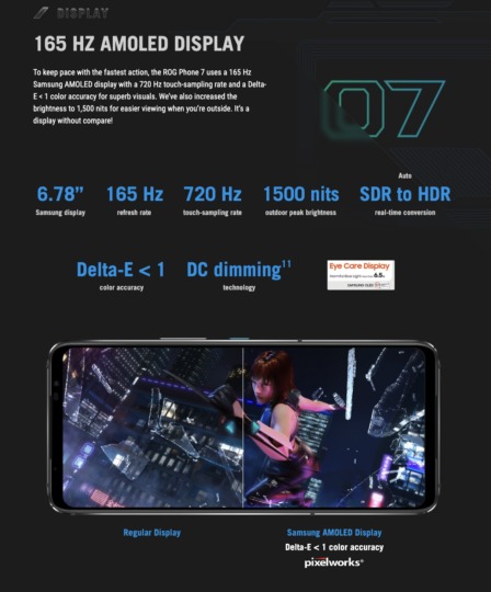 Smartphone gaming mới nhất của ASUS sử dụng màn hình OLED 165Hz của Samsung