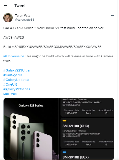 Bản cập nhật firmware mới cho Galaxy S23 sẽ mang đến các cải tiến về camera