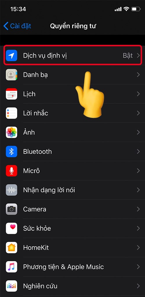 bật định vị iPhone