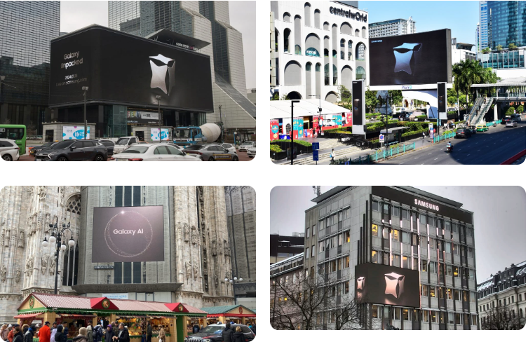 Biển quảng cáo Samsung Galaxy AI bừng sáng trên khắp thế giới trước sự kiện Unpacked 2024