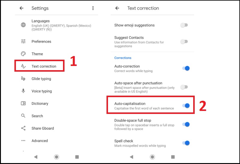 Cách bật tắt tính năng Auto-Capitalization (Tự động sửa chữ in hoa)