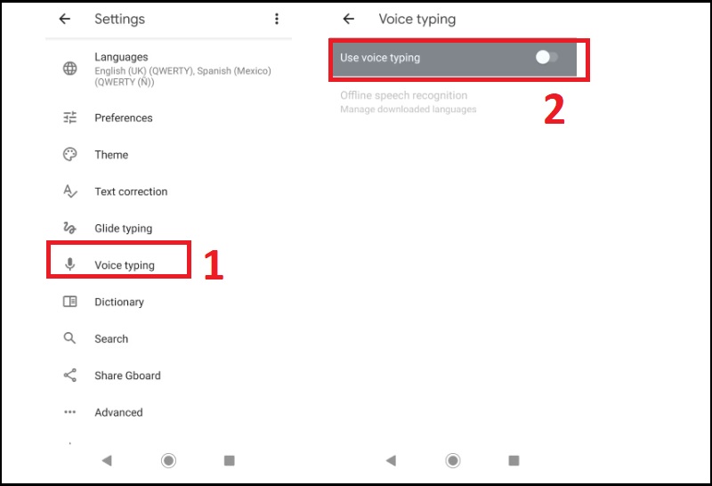 Cách bật tắt tính năng Nhập liệu bằng tính năng Giọng nói