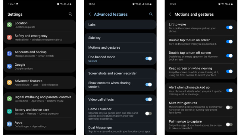 Sử dụng Palm Swipe để chụp