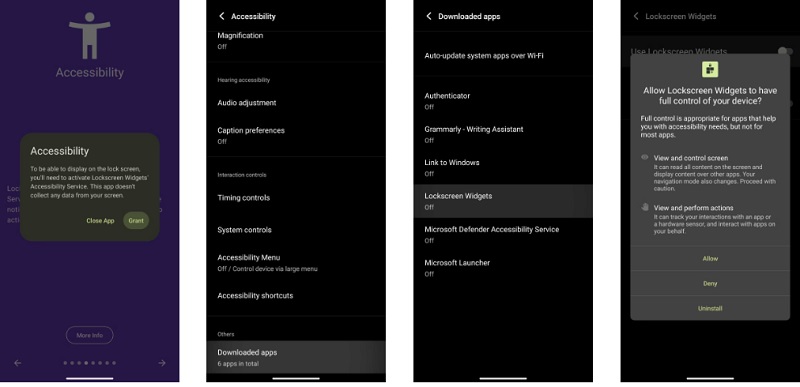 Cấp quần cho ứng dụng Lockscreen Widgets