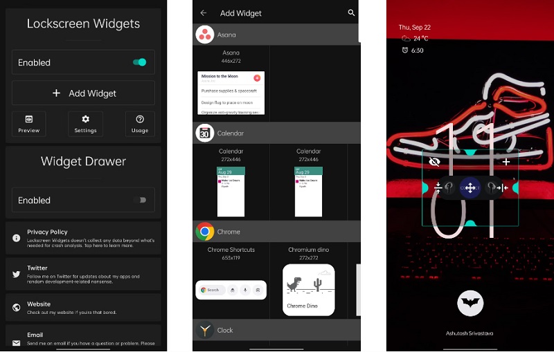 Thêm tiện ích trong ứng dụng Lockscreen Widgets 