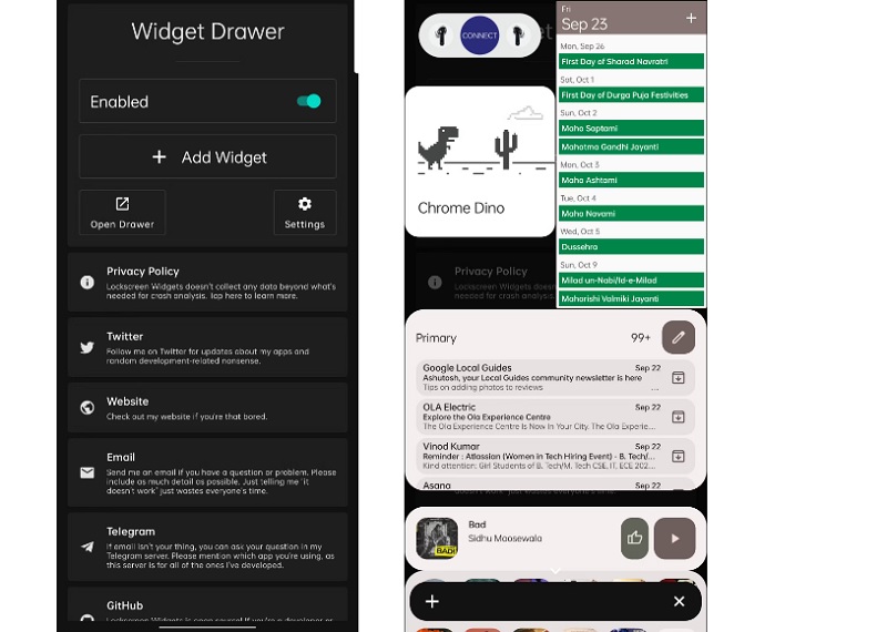 Tùy chỉnh cài đặt trong ứng dụng Lockscreen Widgets