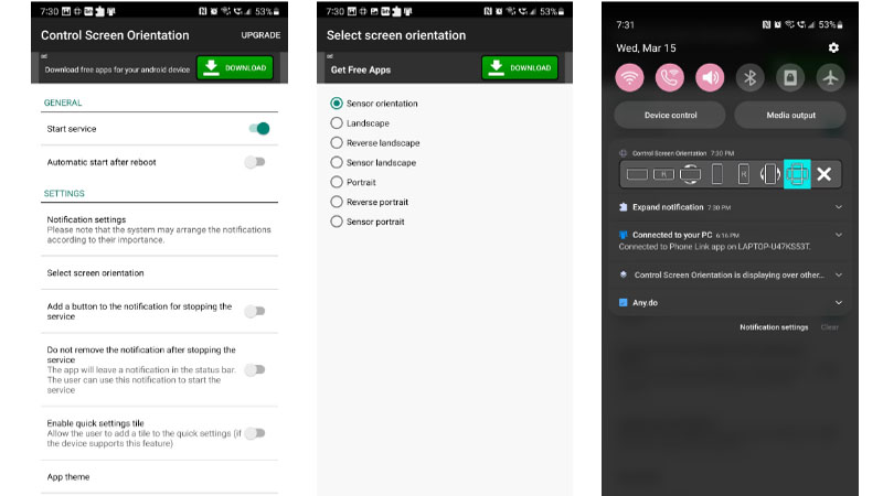 Sử dụng ứng dụng điều khiển xoay của bên thứ ba