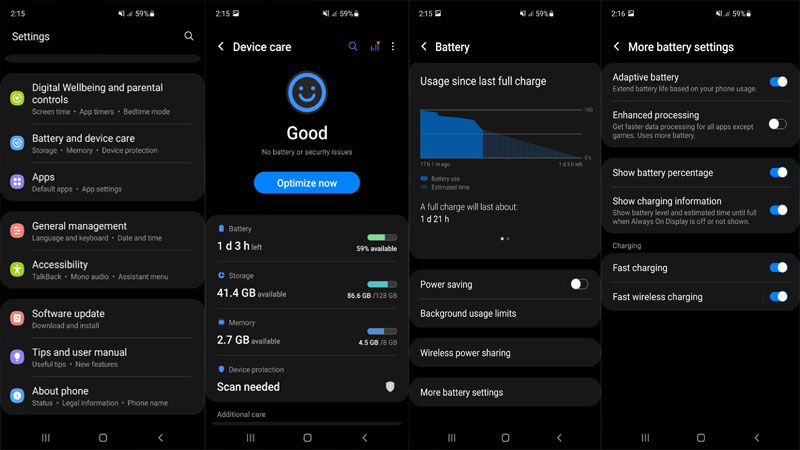 Đảm bảo đã bật sạc nhanh