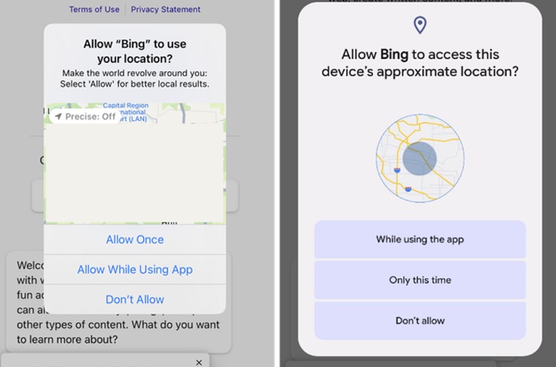 Bing AI cho kết quả dựa trên vị trí