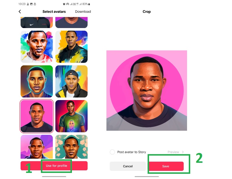 nhấn Use for profile (Sử dụng cho hồ sơ).