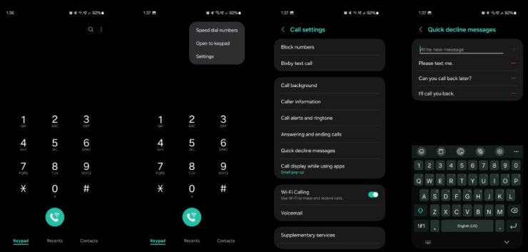 Cách tạo và quản lý tin nhắn từ chối nhanh trên điện thoại Samsung cực hữu ích