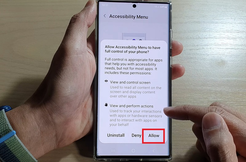 nhấp vào Allow (Cho phép) khi xuất hiện thông báo