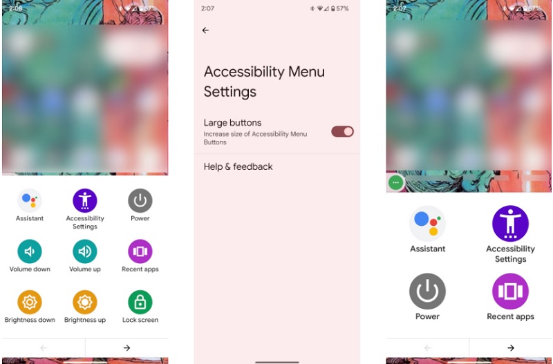 Nhấp vào biểu tượng tính năng để sử dụng trong menu Trợ năng 