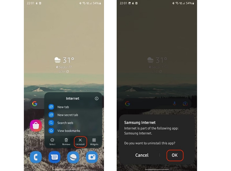Chọn tùy chọn Uninstall (Gỡ cài đặt) > chọn OK để xác nhận