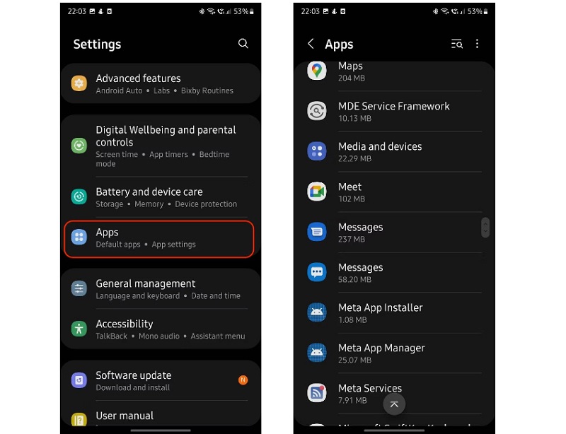 Nhấn vào Apps (Ứng dụng)
