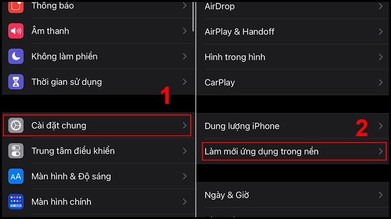 Tắt tính năng làm mới ứng dụng để tiết kiệm pin iPhone