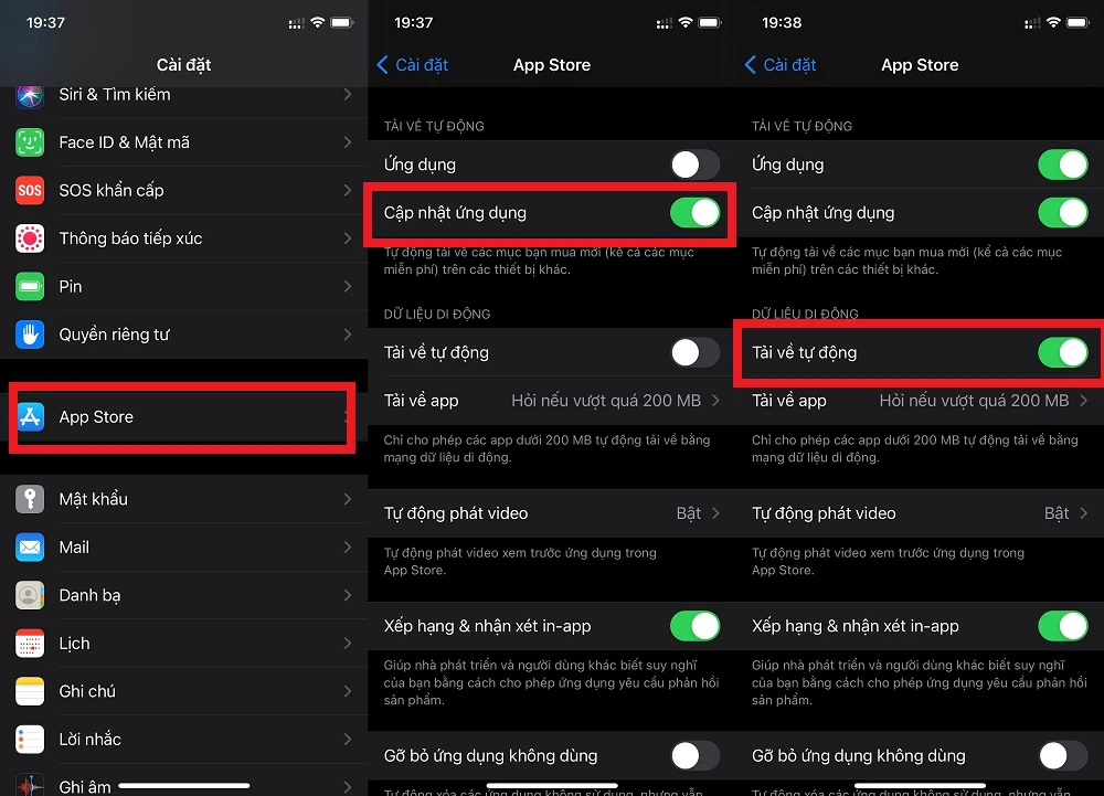 Cập nhật ứng dụng tự động trên iPhone