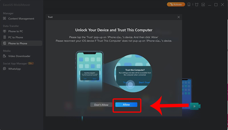 Chuyển dữ liệu từ iPhone sang iPhone bằng Easeus MobiMover
