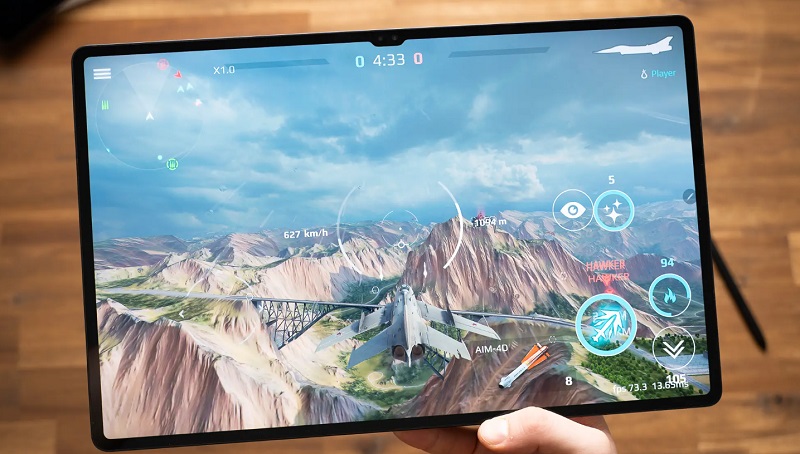 Samsung Galaxy Tab S9 Ultra 12GB 512GB trang bị camera kép phía trước cho khả năng selfie và gọi video sắc nét đáng kể