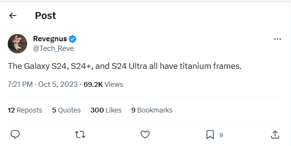 Tất cả các mẫu trong dòng Galaxy S24 đều có thể có khung bằng titan