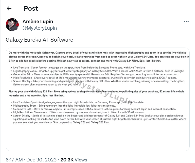 Dòng Galaxy S24 sẽ có công cụ chỉnh sửa ảnh bằng AI tương tự Magic Eraser của Pixel 8