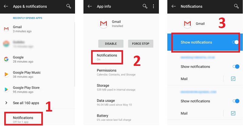 Bật thông báo cho ứng dụng email 