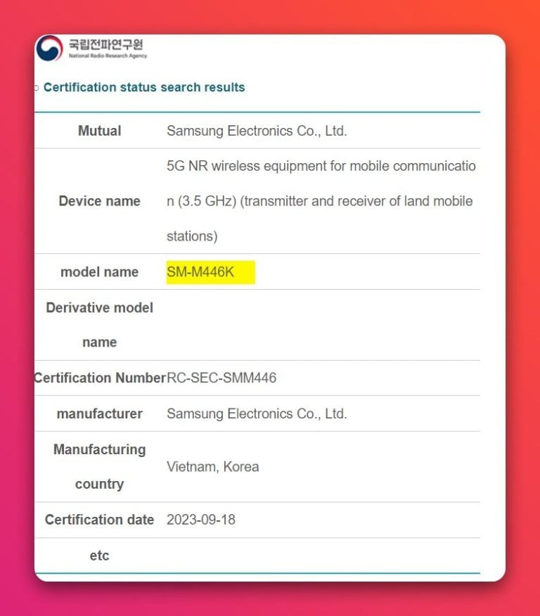 Điện thoại Samsung tầm trung mới - Galaxy M44 5G lộ diện tại Hàn Quốc