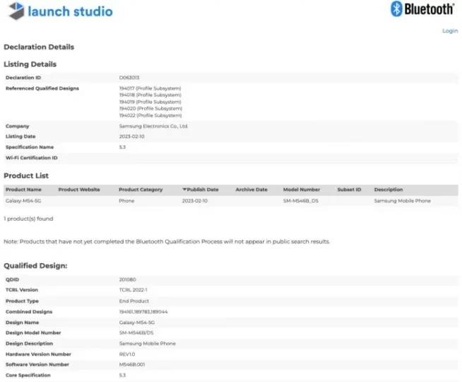 Galaxy M54 5G tiến một bước gần hơn để tung ra thị trường