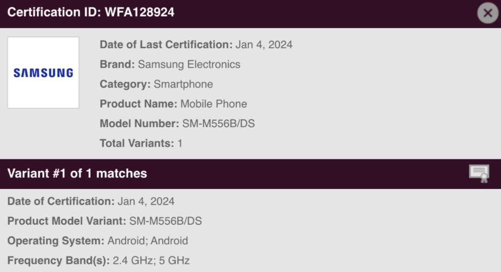Galaxy M55 là một trong những điện thoại đầu tiên xuất hiện trực tuyến vào năm 2024