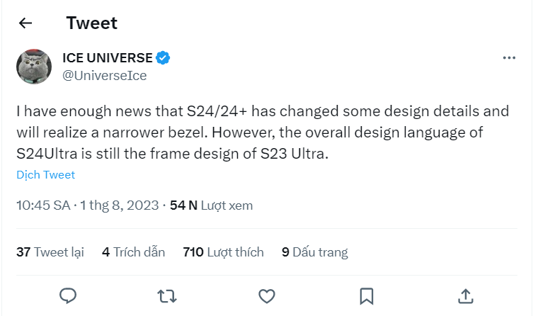 Galaxy S24 và S24+ sẽ có viền mỏng hơn và màn hình LTPO
