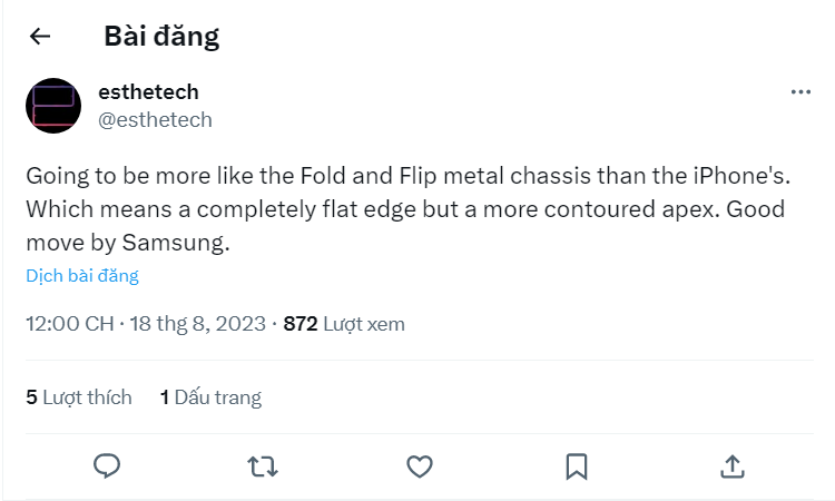 Galaxy S24 và S24+ có thể có khung phẳng như Z Fold5