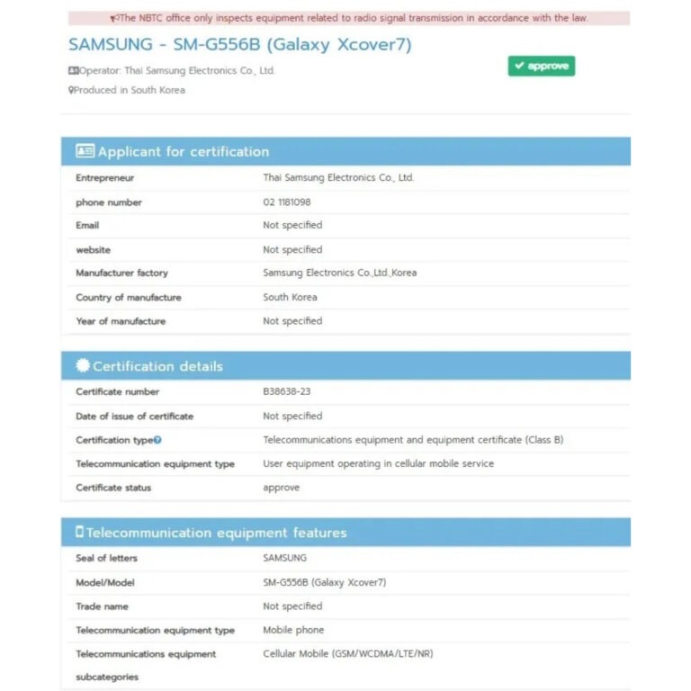 Galaxy XCover 7 sắp được ra mắt với viên pin 4.000mAh và sạc nhanh 25W