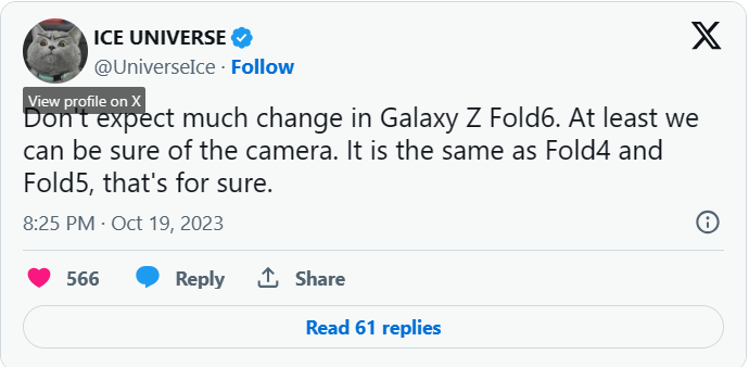 Tin buồn: Galaxy Z Fold6 có thể sẽ sử dụng lại camera chính như trên Galaxy Z Fold5