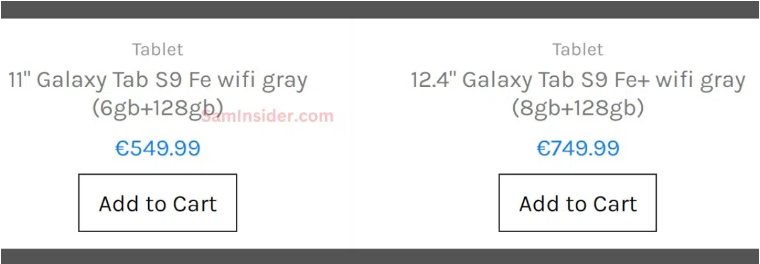 Hé lộ mức giá của Galaxy Tab S9 FE và Tab S9 FE+