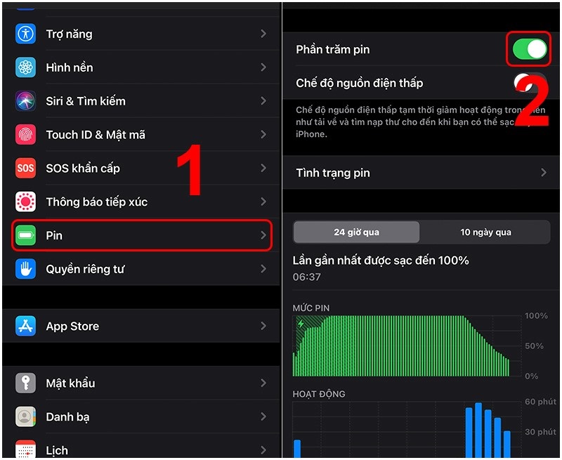 Hiển Thị Phần Trăm Pin Trên Các Dòng iPhone Cực Kỳ Nhanh Chóng