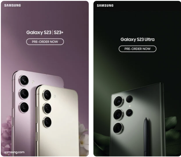 Hình ảnh quảng cáo dòng Galaxy S23 tiếp tục bị rò rỉ với nhiều phiên bản màu sắc