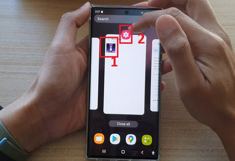 Di chuyển đến Recent Apps chọn ứng dụng muốn ghim