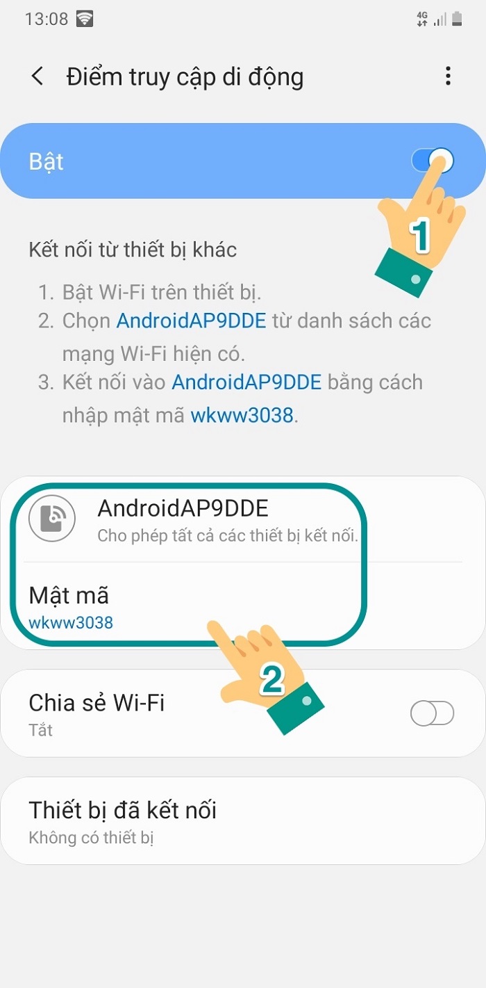 Cách phát wifi từ điện thoại Samsung 