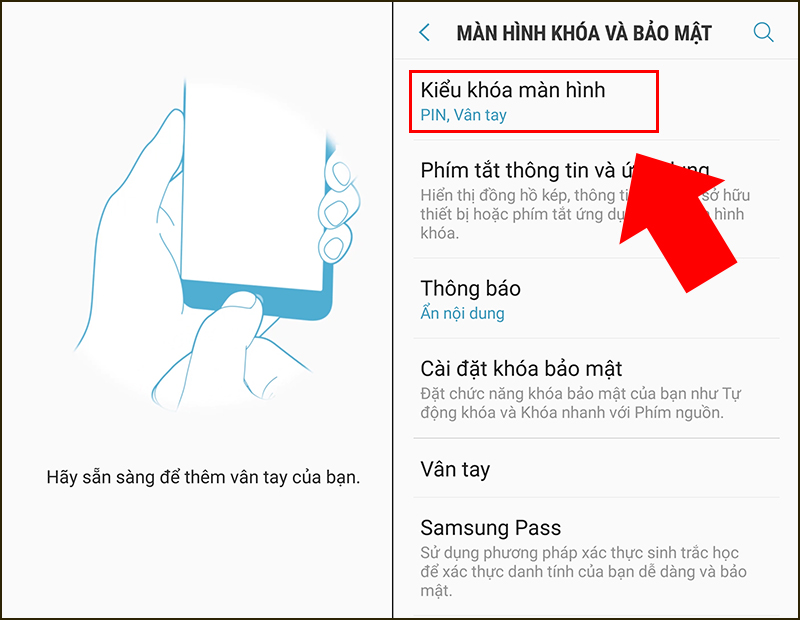 Cách cài mật khẩu cho điện thoại Samsung