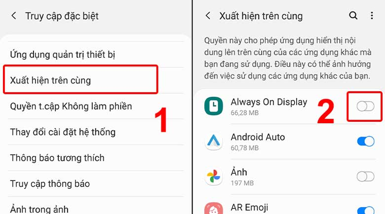 Thực hiện trên Màn hình khóa