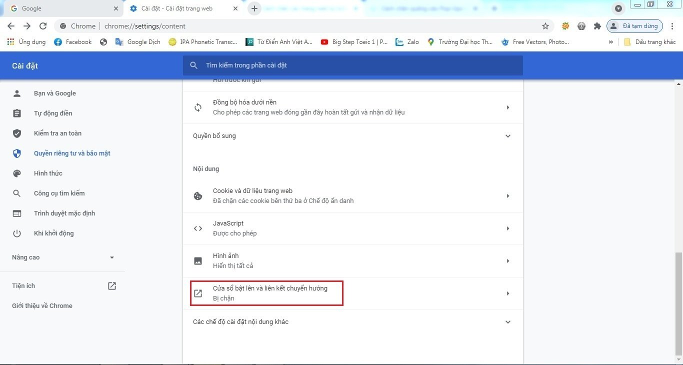 Chặn quảng cáo tự bật lên trên trình duyệt Chrome