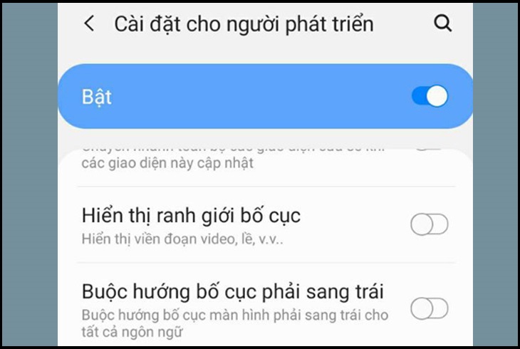 Điều chỉnh tỉ lệ ảnh động của thiết bị thông qua Chế độ nhà phát triển