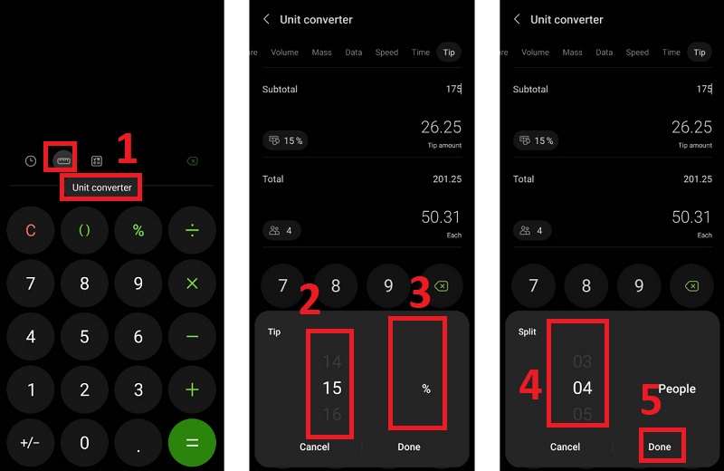 Tính số tiền tip cho người phục vụ