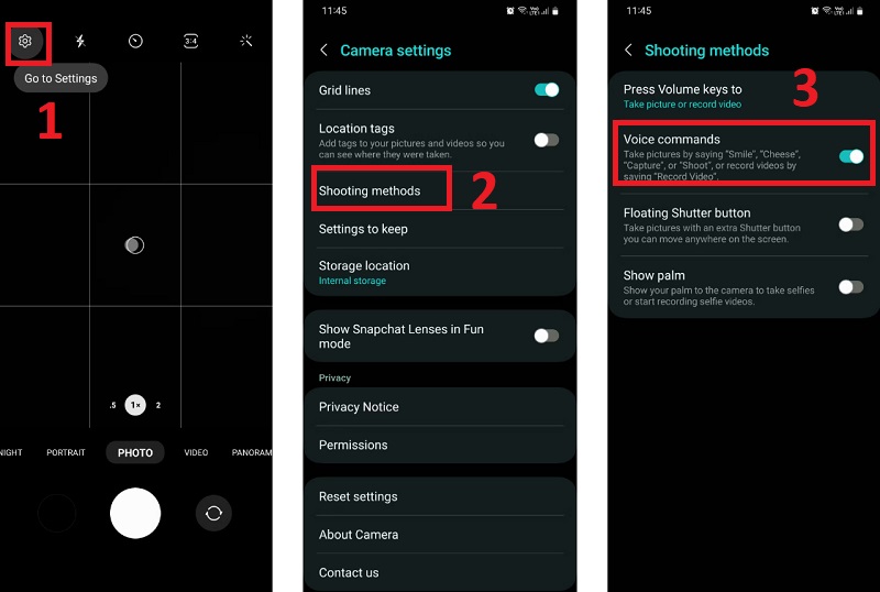 Nói Cheese để thực hiện việc chụp ảnh trên điện thoại Samsung