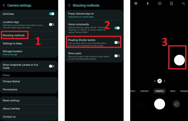 Sử dụng nút chụp ảnh nổi